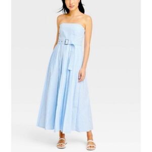 A New Day NWT blue striped tank midi dress with belt 6